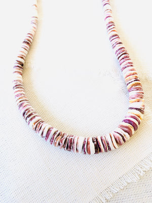 Unisex Purple Spiny Oyster Shell Beaded Necklace