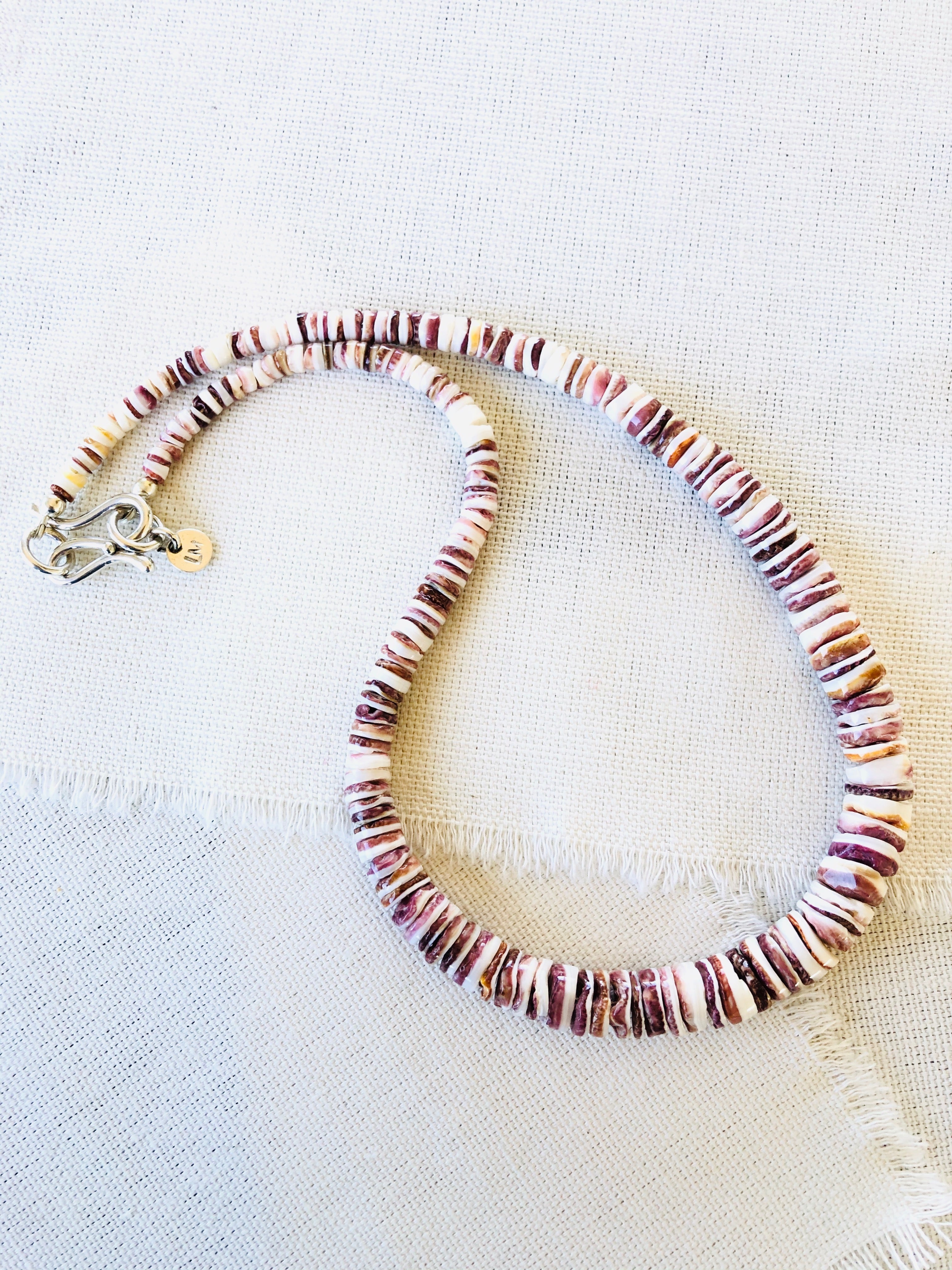 Unisex Purple Spiny Oyster Shell Beaded Necklace