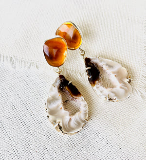 Oco Geode and Carnelian Earrings