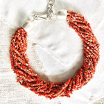Mediterranean Coral Necklace, Multi-Strand Coral Necklace, Coral Necklace, Coral Beads,
