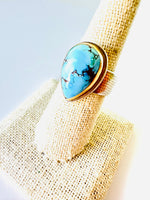 Kazakhstan Turquoise Ring in 14kt Gold & Sterling Silver