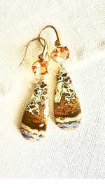 Indonesian Orbicular River Jasper Earrings with Citrine set in 14kt Yellow Gold