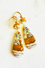 Indonesian Orbicular River Jasper Earrings with Citrine set in 14kt Yellow Gold