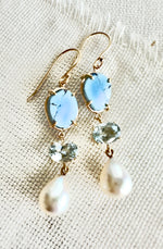 Kazakhstan Yellow Gold Drop Earrings with Pear Shaped Pearls