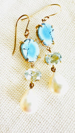 Kazakhstan Yellow Gold Drop Earrings with Pear Shaped Pearls