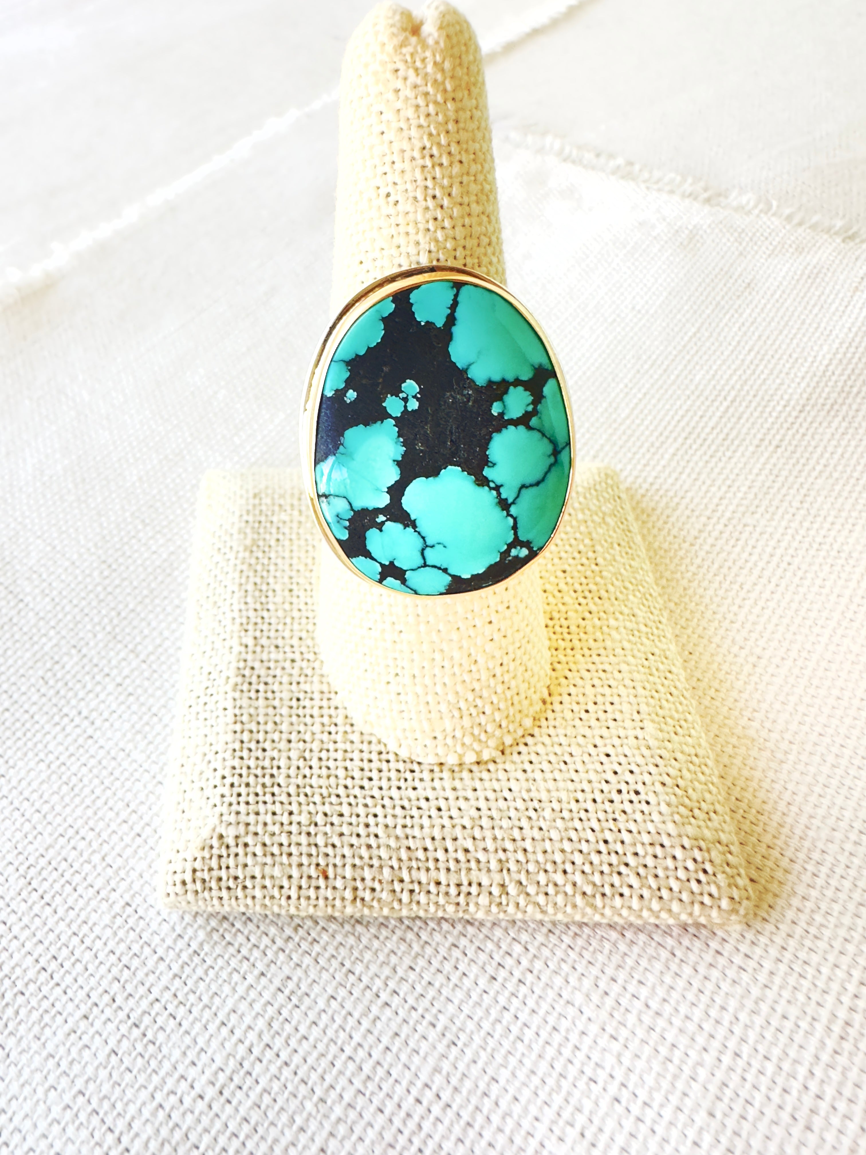 Hubei Turquoise Ring 14 Kt Gold & Sterling Silver