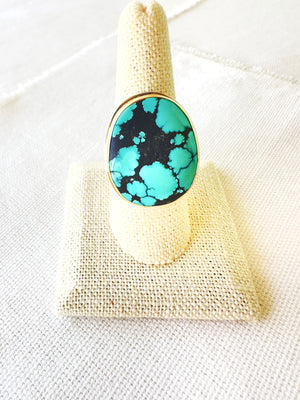 Hubei Turquoise Ring 14 Kt Gold & Sterling Silver