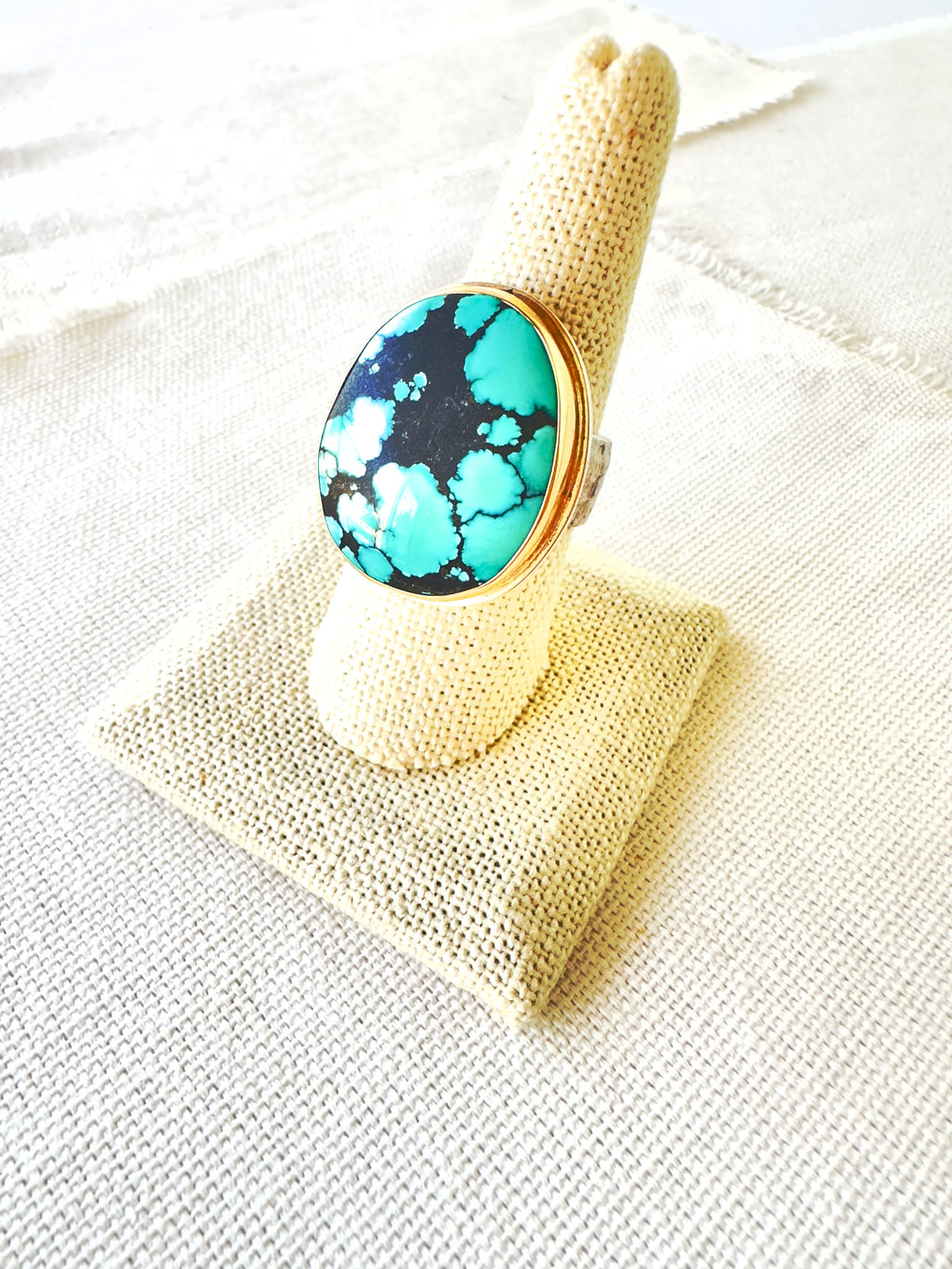 Hubei Turquoise Ring 14 Kt Gold & Sterling Silver