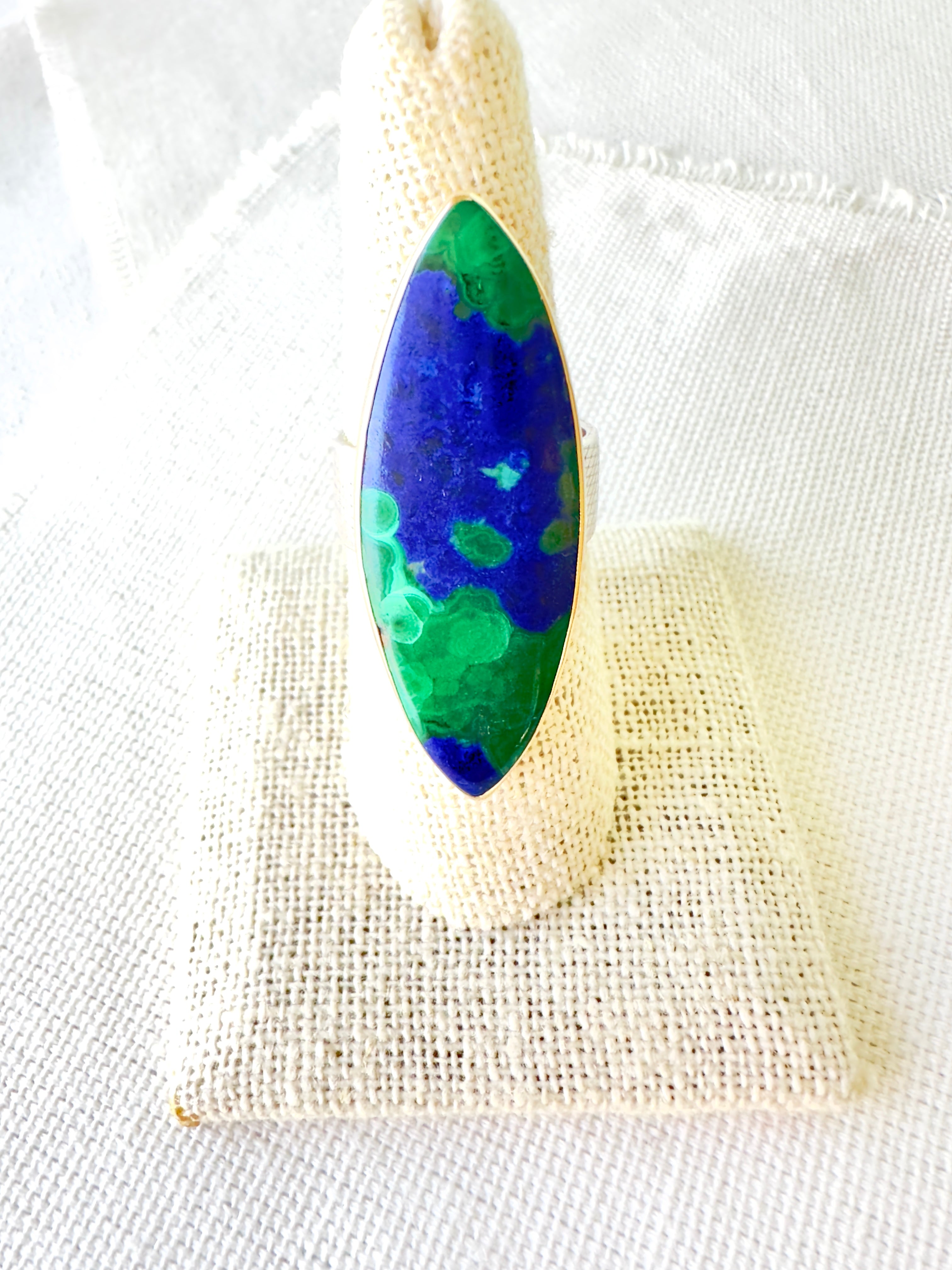 Azurite & Malachite Ring 14kt Gold & Sterling Silver