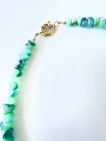 Gem Quality Peruvian Blue Opal Graduated Necklace with 14kt Gold Classic Clasp.