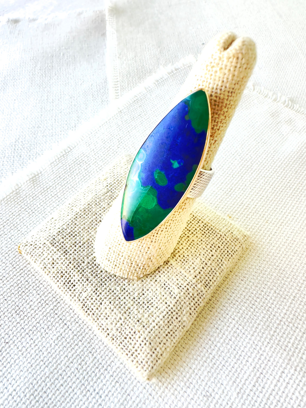 Azurite & Malachite Ring 14kt Gold & Sterling Silver