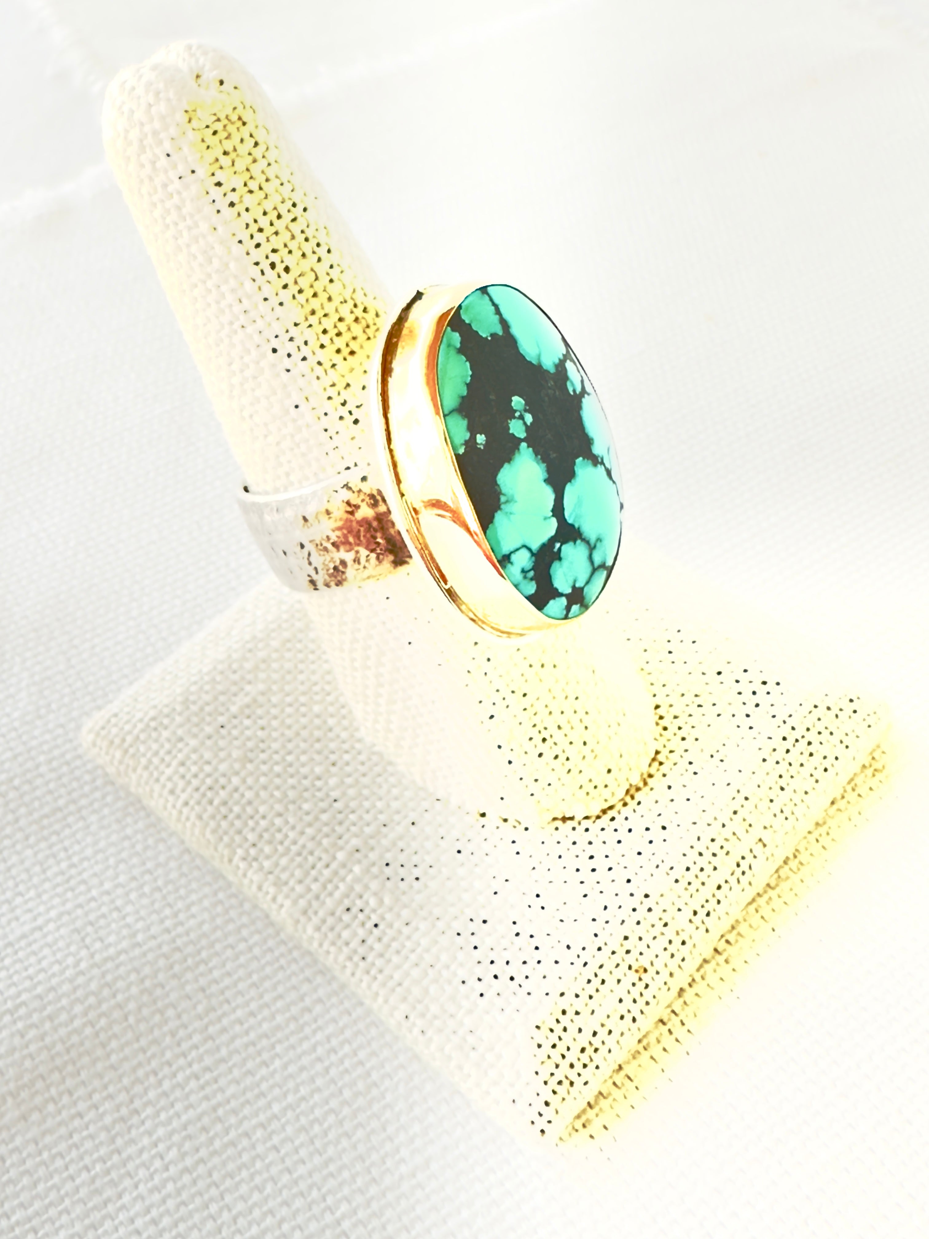 Hubei Turquoise Ring 14 Kt Gold & Sterling Silver