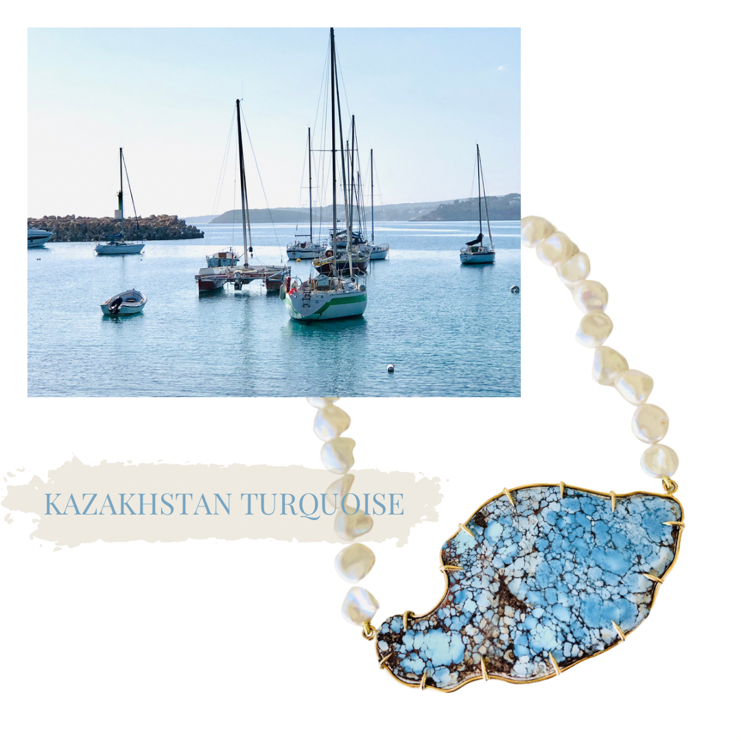 Kazakhstan Turquoise Necklace "Map of Maui"
