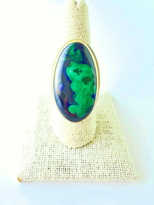 Azurite & Malachite Ring 14kt Gold & Sterling Silver