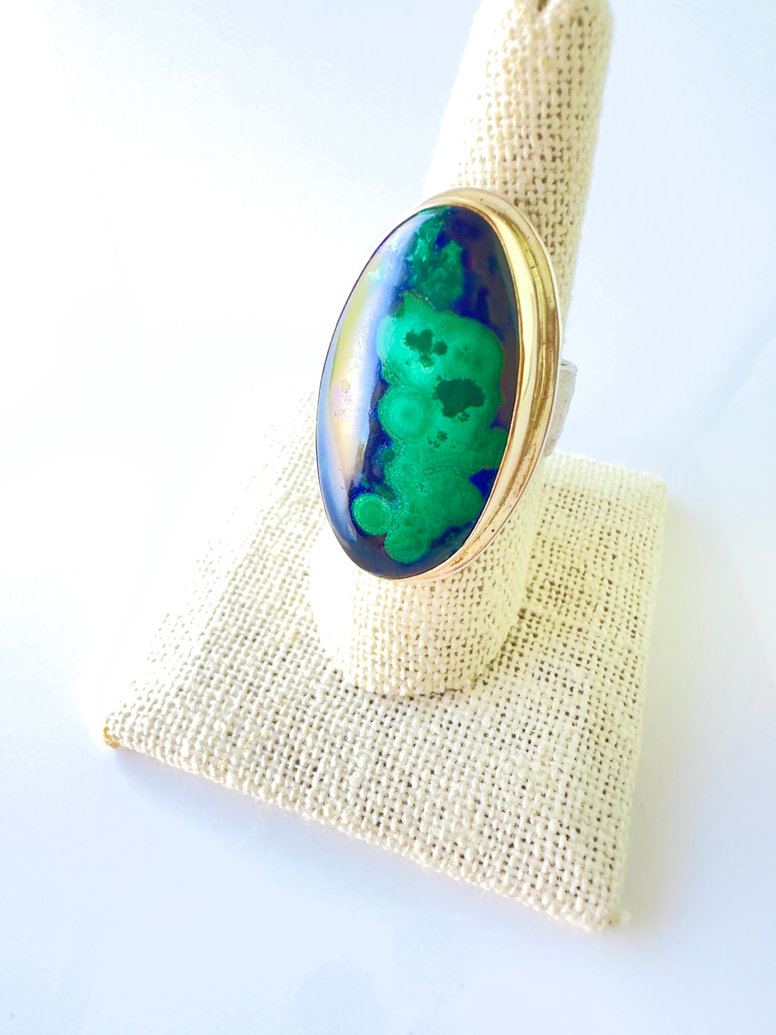 Azurite & Malachite Ring 14kt Gold & Sterling Silver