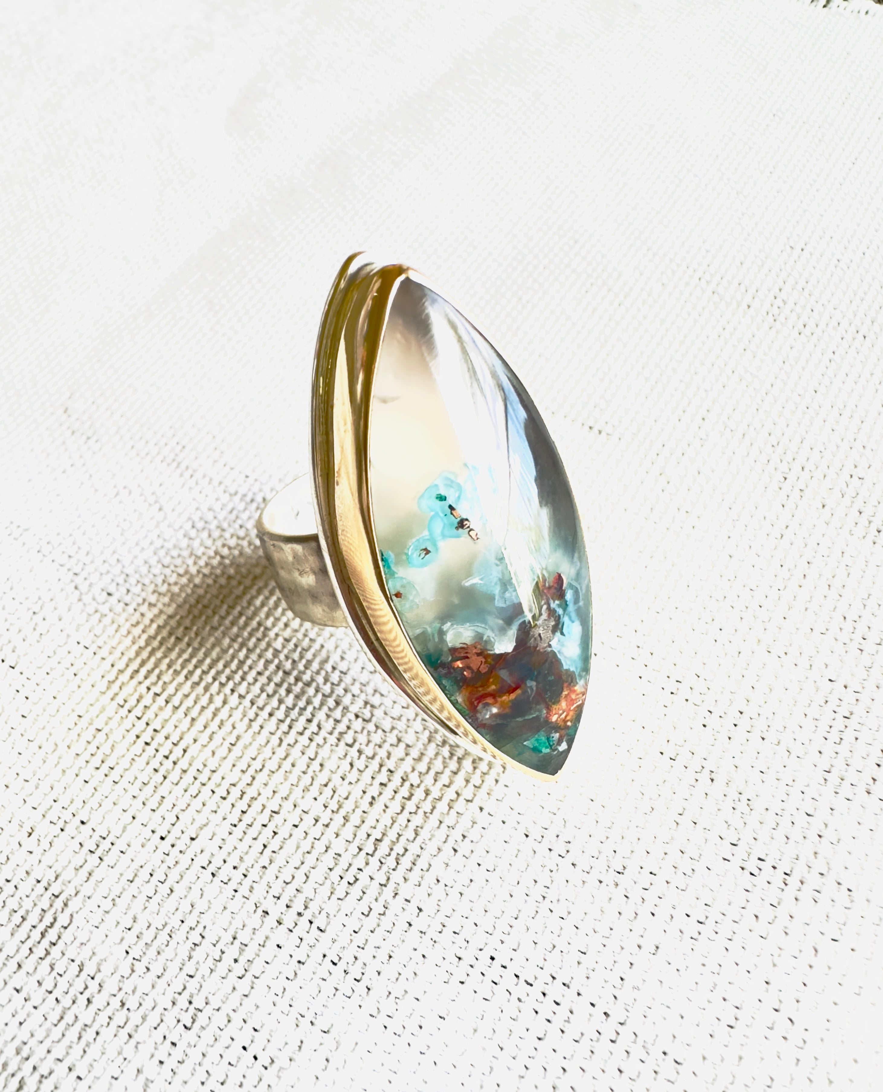 Confetti Gem Silica Ring 14kt Gold & Sterling Silver