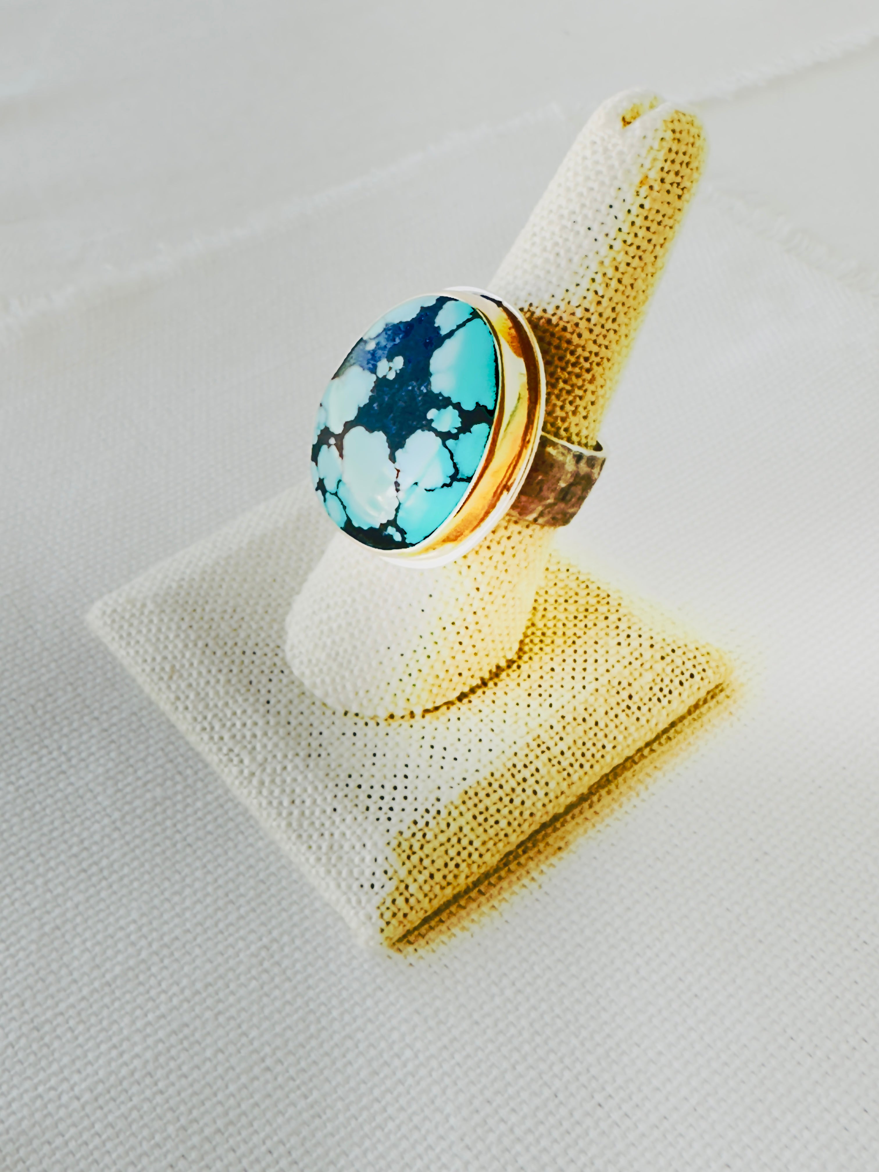 Hubei Turquoise Ring 14 Kt Gold & Sterling Silver