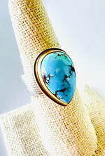 Kazakhstan Turquoise Ring in 14kt Gold & Sterling Silver