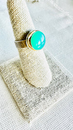 Chrysoprase Cocktail Ring with 14kt Gold & Sterling Silver Band