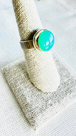 Chrysoprase Cocktail Ring with 14kt Gold & Sterling Silver Band