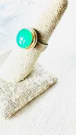 Chrysoprase Cocktail Ring with 14kt Gold & Sterling Silver Band