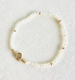 Yellow Gold Beaded Bracelet with Pearls