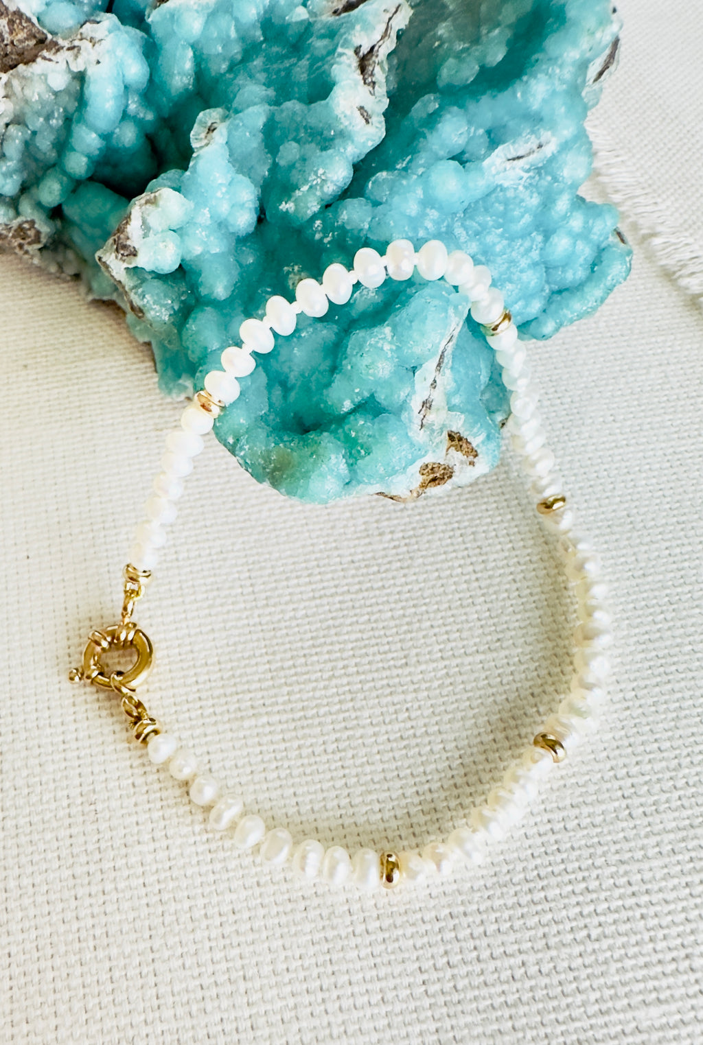 Yellow Gold Beaded Bracelet with Pearls