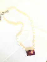 Purple Spiny Oyster Shell Bar Necklace on Pearls