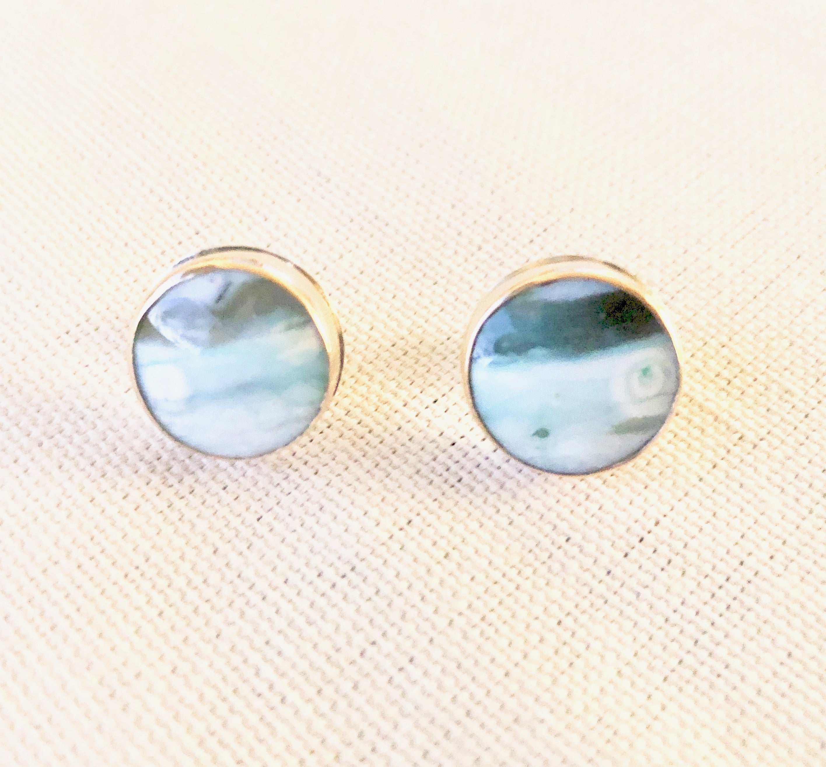 Can you see the ocean and glaciers in these beautiful one of a kind blue opalized fossilized Indonesian wood earrings?  