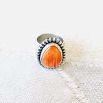 spiny oyster shell ring, orange spiny oyster shell ring, spiny oyster shell jewelry, spiny oyster shell