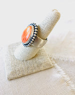 spiny oyster shell ring, orange spiny oyster shell ring, spiny oyster shell jewelry, spiny oyster shell