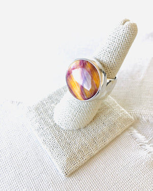 spiny oyster shell ring, spiny oyster shell jewelry, spiny oyster shell, purple spiny oyster shell