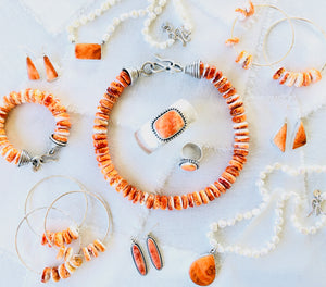 Orange Spiny Oyster Shell Cuff Bracelet