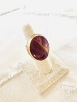Purple Spiny Oyster Shell Ring Bezel Set in GOLD