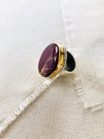 Purple Spiny Oyster Shell Ring Bezel Set in GOLD