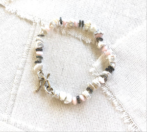 Pearl, Labradorite, & Peruvian Pink Opal Bracelet