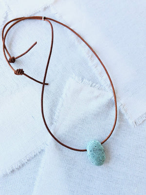 Turquoise on Leather Surfer Necklace