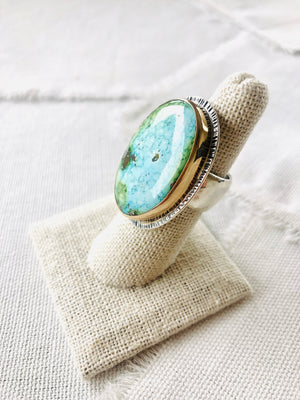 Persian Turquoise Oval Ring size 8-1/2 | Jo Lupton Jewelry
